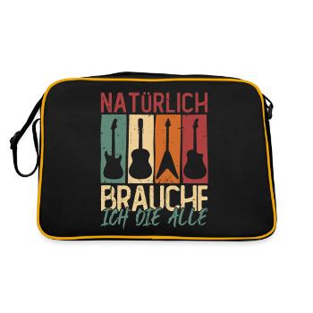 Natural Brauche Ich Die Alle Geschenk Gitarrist - Retro Tasche - Schwarz/Gold - Hinten