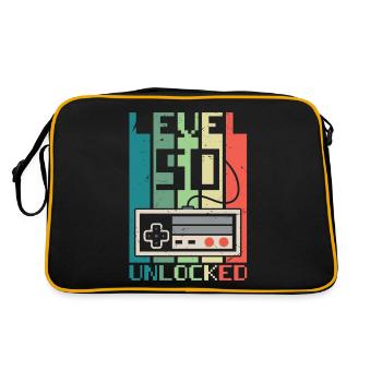 Level 50 freigeschaltet - Retro Tasche - Schwarz/Gold - Hinten