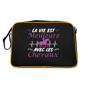 La vie est meilleure avec les chevaux - Sac Retro - noir/or - Dos