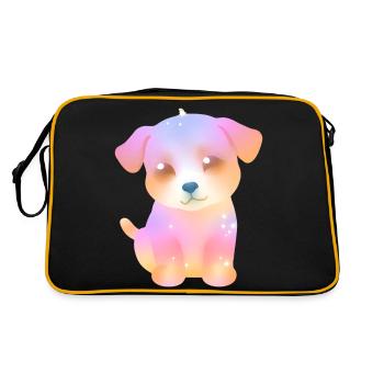 cute sparkly dog - colorful puppy - kawaii - Retro Bag - black/gold - Back