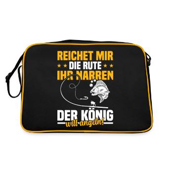 Reichet mir die rute ihr der könig will angeln! - Retro Tasche - Schwarz/Gold - Hinten