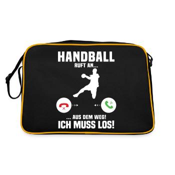 Handball Calls Me, Funny Gift Handball - Retro Bag - black/gold - Back