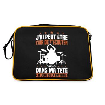 Dans Ma Tête Je Joue De La Batterie - Sac Retro - noir/or - Dos