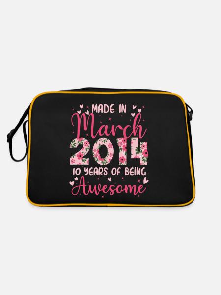 März 2014 Geschenk zum 10-jährigen Jubiläum für Mädchen - Retro Tasche - Schwarz/Gold - Hinten