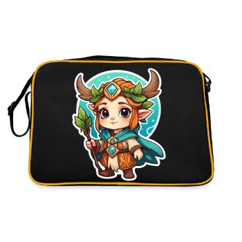Druid Cute Illustration - Retro Bag - black/gold - Back