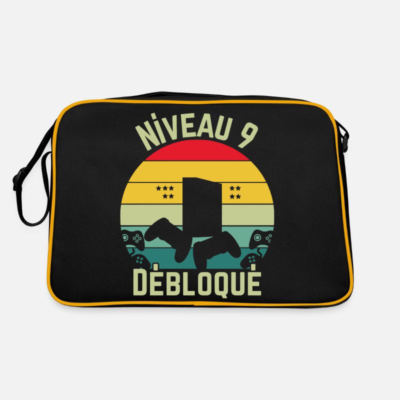 Level 9 freigeschaltet - Retro Tasche - Schwarz/Gold