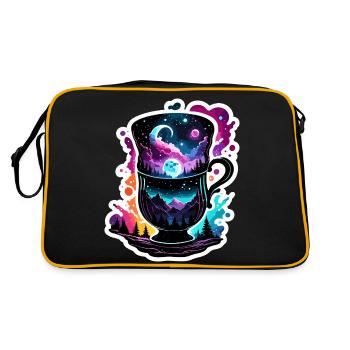 Silhouette / Forêt / Portrait / Arbres / Mug - Sac Retro - noir/or - Dos