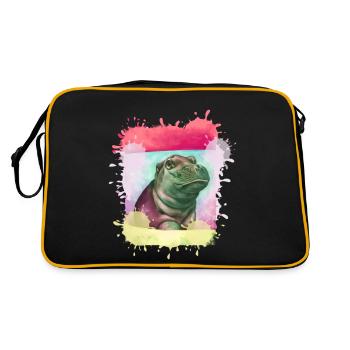 Hippopotame, coloré, peinture, bébé, peinture - Sac Retro - noir/or - Dos