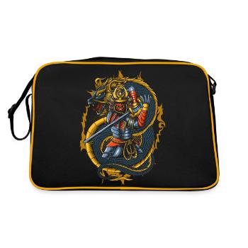 Japanischer Samurai-Krieger - Retro Tasche - Schwarz/Gold - Hinten
