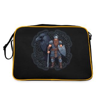 Guerrier viking avec corbeau - Sac Retro - noir/or - Dos