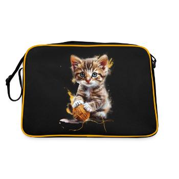 Chaton espiègle avec pelote de laine - Sac Retro - noir/or - Dos