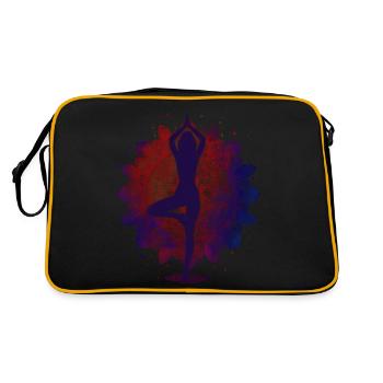 Die Serenität des Yoga: Silhouette in Pose mit Man - Retro Tasche - Schwarz/Gold - Hinten