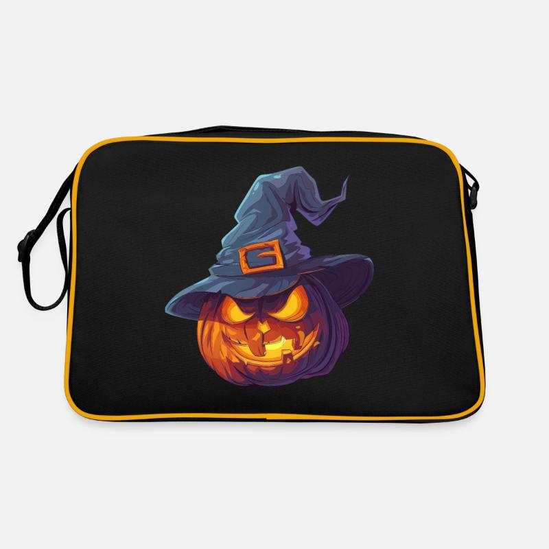 Spooky pumpkin with witch hat Retro Bag