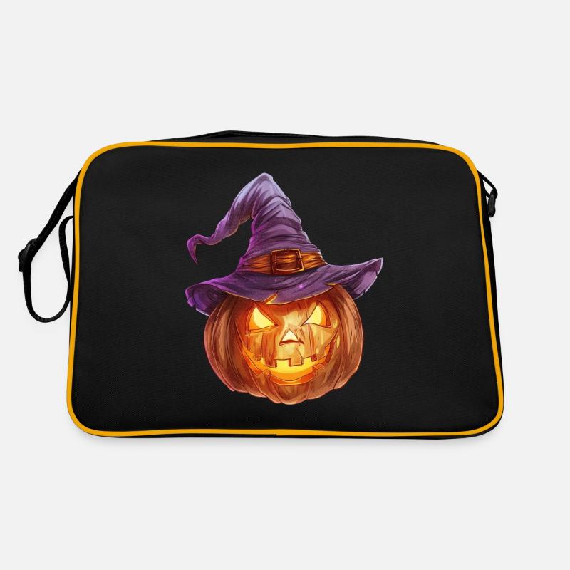 Étrange jack-o'-lantern avec chapeau de sorcière Sac Retro