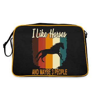 I Like Horses And Maybe 3 People Introvert - Retro Bag - black/gold - Back