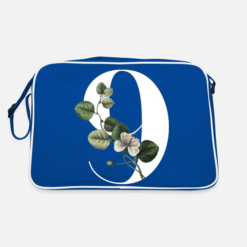 Nummer 9 Blumengrün -9. Blumengeburtstag Retro Tasche