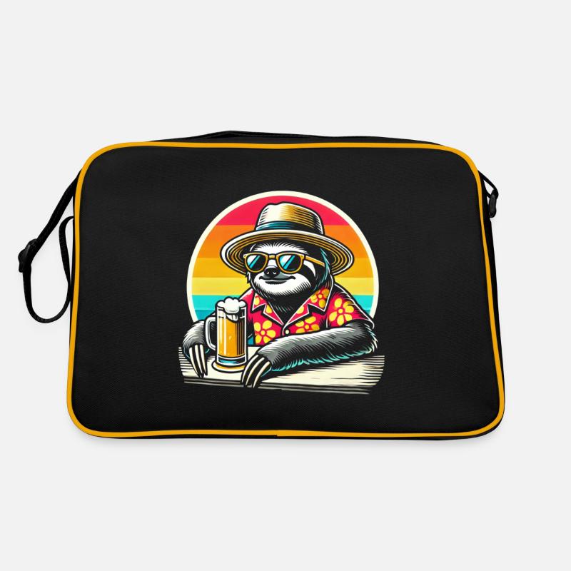 Sloth Drinking Beer Retro Bag