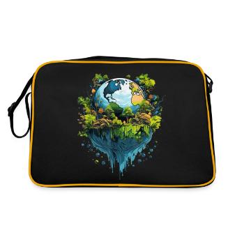 Respektiere deine Mutter am Tag der Erde - Retro Tasche - Schwarz/Gold - Hinten