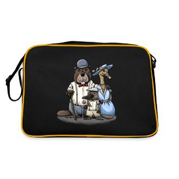 Familienporträt - Retro Tasche - Schwarz/Gold - Hinten