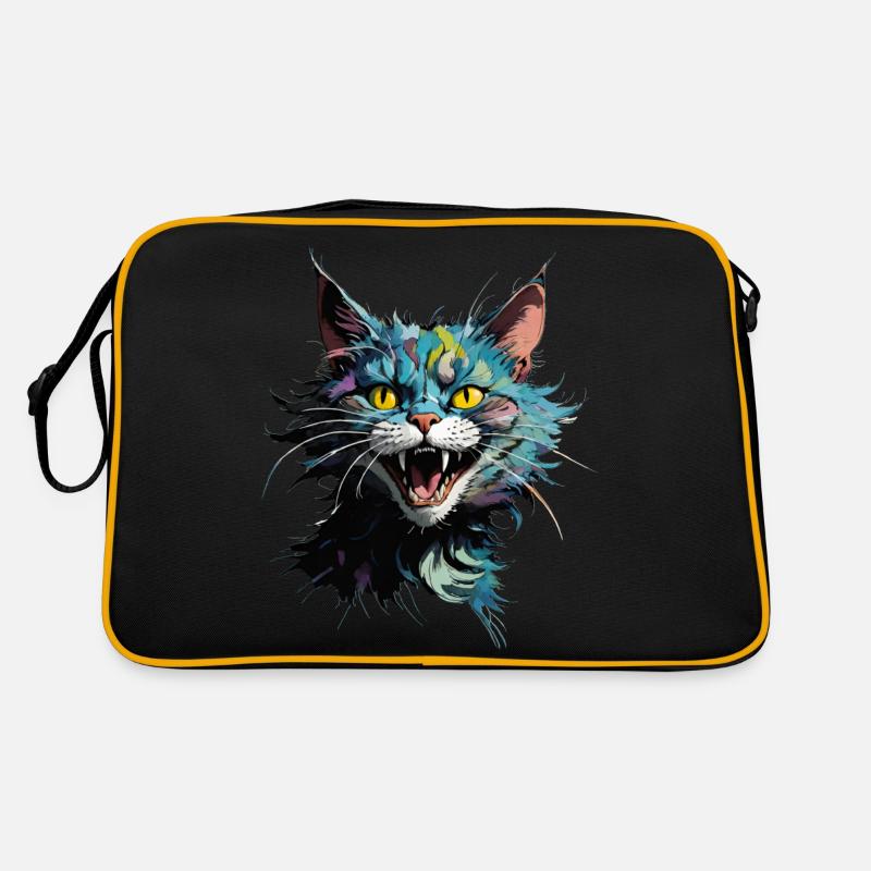 crazy cat - Retro Tasche - Schwarz/Gold