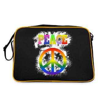 Signe de paix avec lettrage - Symbole de paix - Sac Retro - noir/or - Dos
