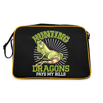 Iguana lustiger Spruch - Retro Tasche - Schwarz/Gold - Hinten