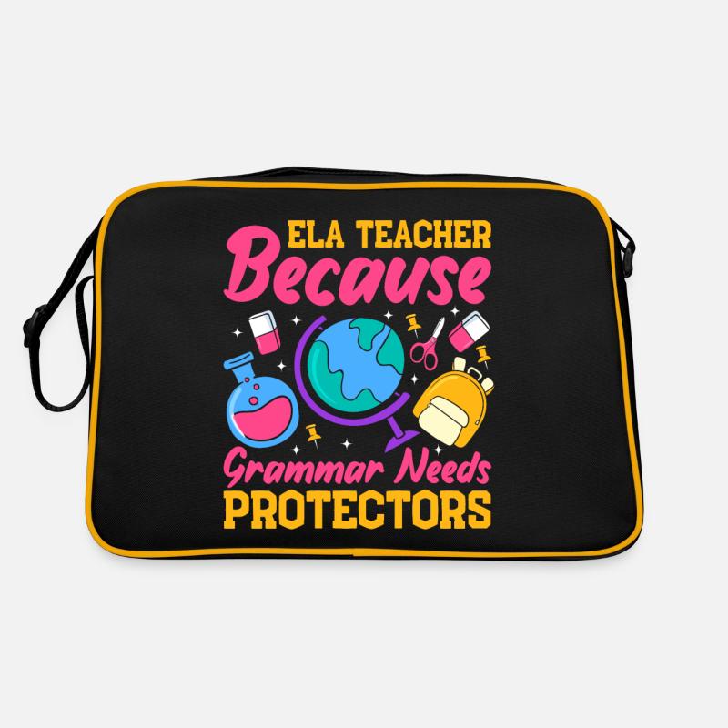 Drôle de professeur d’école d’anglais - Sac Retro - noir/or
