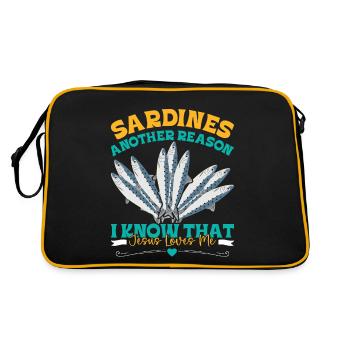 Sardines, Fishing, Fish - Retro Bag - black/gold - Back