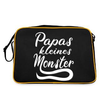 Papa Vater Kind Familie Geschenk Lustig Spruch - Retro Tasche - Schwarz/Gold - Hinten