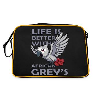 la vie est meilleure avec le perroquet gris d’Afrique - Sac Retro - noir/or - Dos
