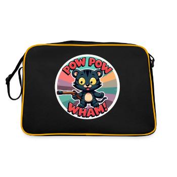 Pow Pow Wham Cat Funny Kitty Cat - Retro Bag - black/gold - Back