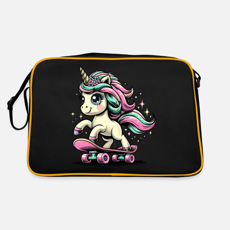 Einhorn Skateboard Geschenk Design Retro Tasche