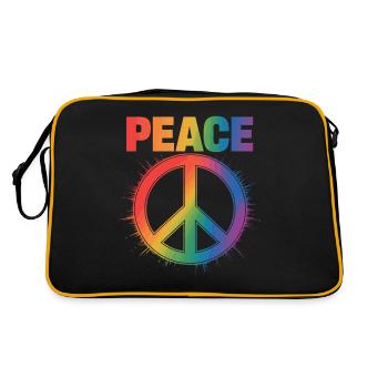 Peace Regenbogen Queer LGBTQ+ Pride Day - Retro Tasche - Schwarz/Gold - Hinten