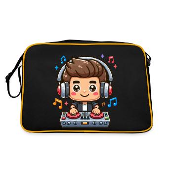 Cool DJ Cartoon Avec Casque Et Table De Mixage - Sac Retro - noir/or - Dos