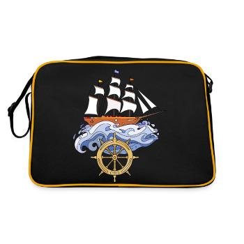 Segelschiff - Retro Tasche - Schwarz/Gold - Hinten
