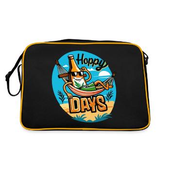 Happy Days Lustige Bier Sprüche Sommer Strand - Retro Tasche - Schwarz/Gold - Hinten