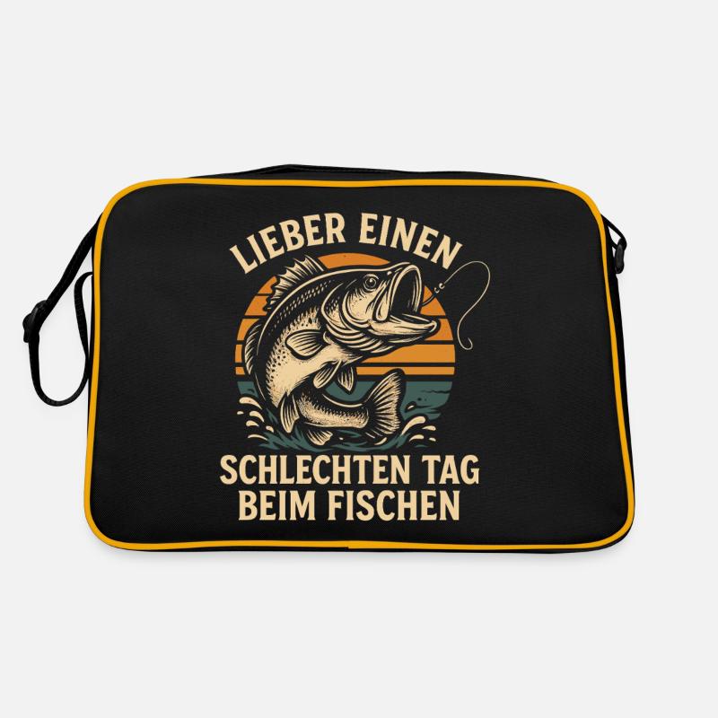Halloween Grusel Kaffee Spruch - Retro Tasche - Schwarz/Gold