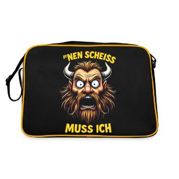Chemise Viking Saying – Nen Scheiß muss ich Design - Sac Retro - noir/or - Dos