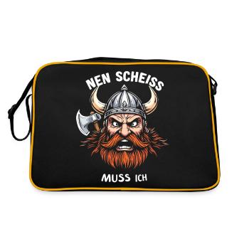 Chemise Viking Saying – Nen Scheiß muss ich Design - Sac Retro - noir/or - Dos
