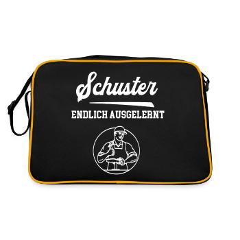 Schuster Endlich Ausgelernt Lehrling Azubi Lehre - Retro Tasche - Schwarz/Gold - Hinten