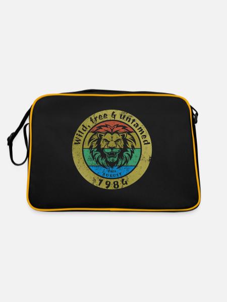 40. Geburtstag Wild, free & untamed since 08/1984 - Retro Tasche - Schwarz/Gold - Hinten