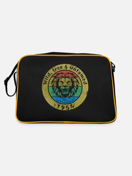 70. Geburtstag Wild, free & untamed since 09/1954 - Retro Tasche - Schwarz/Gold - Hinten