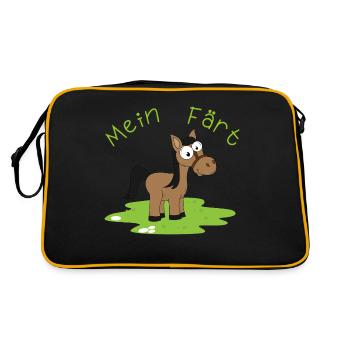 Mein Färt Pferd witziges Lustiges mit Pferden - Retro Tasche - Schwarz/Gold - Hinten