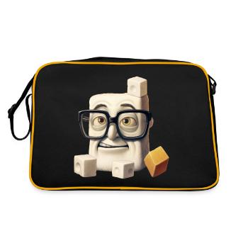 Süße Wissenschaft: Der Nerdige Zuckerwürfel - Retro Tasche - Schwarz/Gold - Hinten