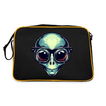 Nerdiges Alien mit Brille - Retro Tasche - Schwarz/Gold - Hinten