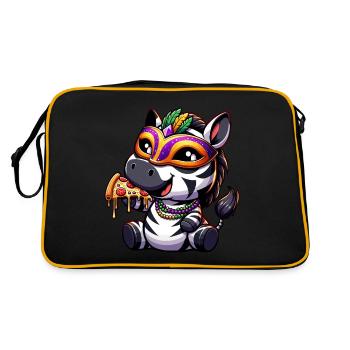 Mardi Gras Zebra Pizza Salami Party T-Shirt - Retro Bag - black/gold - Back