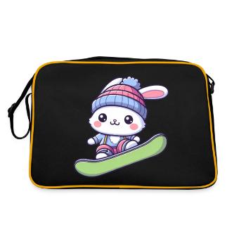 Conception d'aventure hivernale de snowboarder de lapin de neige - Sac Retro - noir/or - Dos