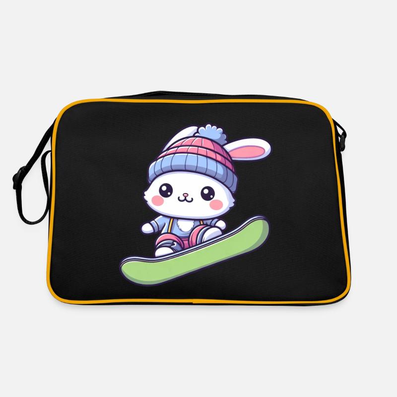 Conception d'aventure hivernale de snowboarder de lapin de neige Sac Retro