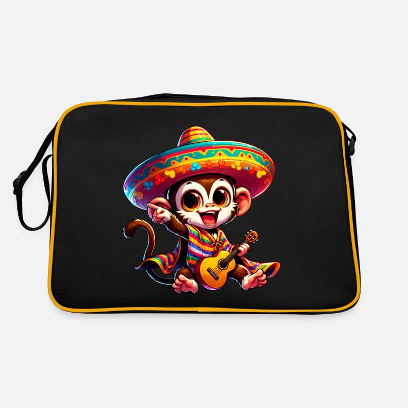 Cinco de Mayo mignon singe guitariste dessin animé Design Sac Retro