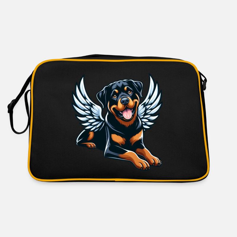Cute Rottweiler Angel Comic Style Retro Bag